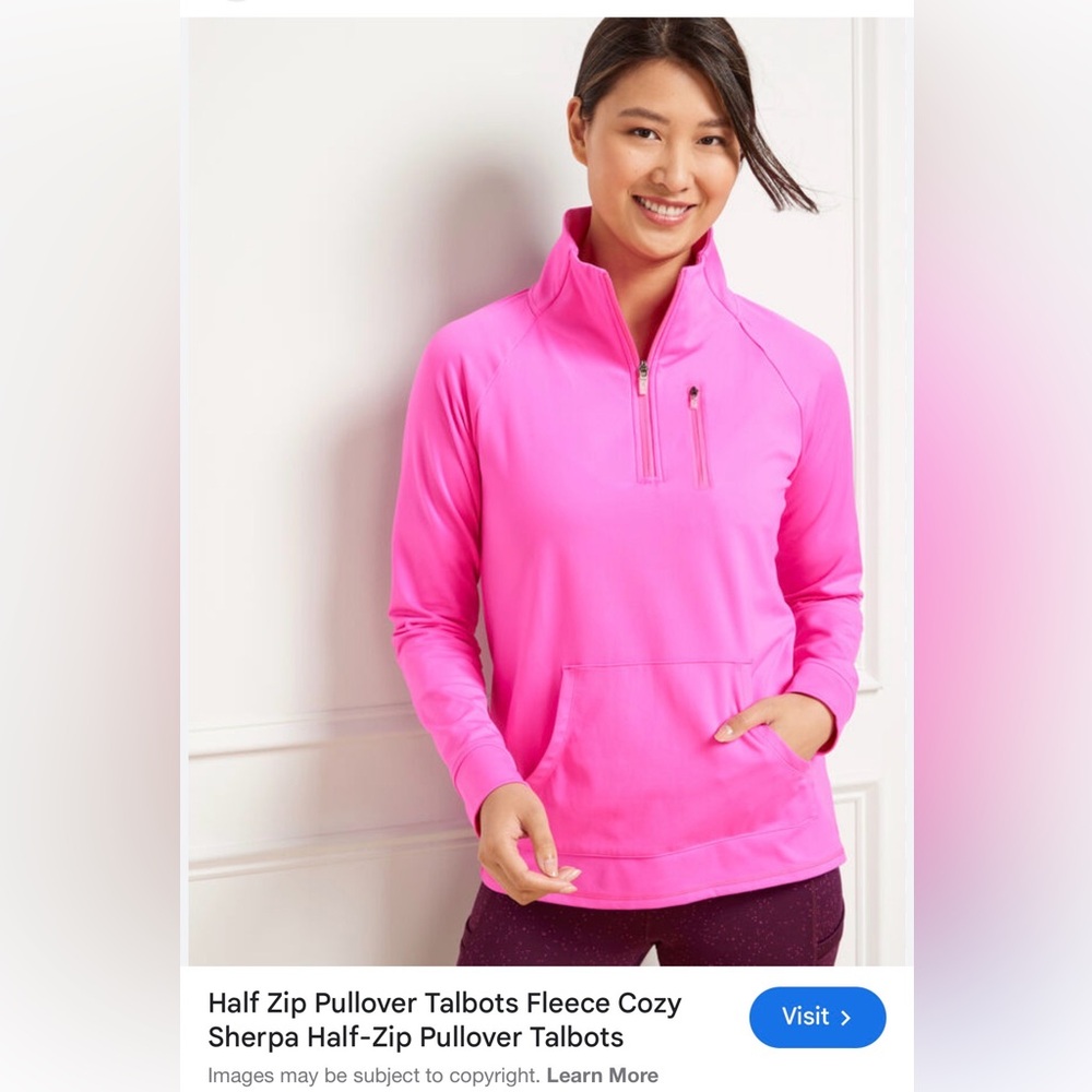 T by Talbots Bright Pink Quarter-Zip pullover
